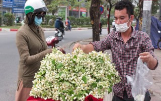 Người dân tấp nập mua hoa bưởi đón rằm tháng Riêng