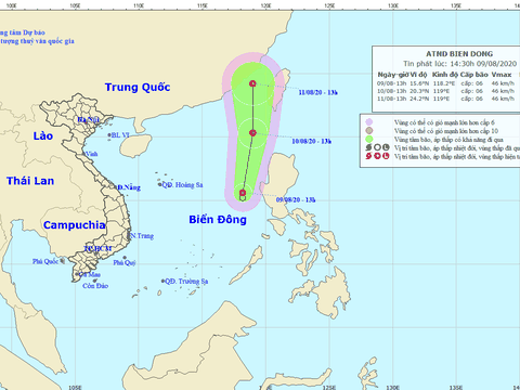 Biển Đông xuất hiện áp thấp nhiệt đới, gió giật cấp 8