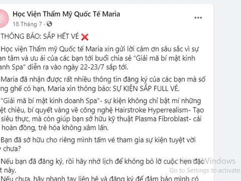 Thẩm mỹ Maria Ngọc Hiền: Không được cấp phép đào tạo, vẫn tự nhận là học viện thẩm mỹ quốc tế