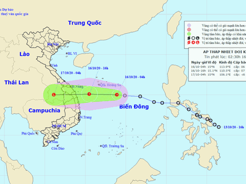 Áp thấp nhiệt đới đang hướng về Đà Nẵng - Khánh Hòa