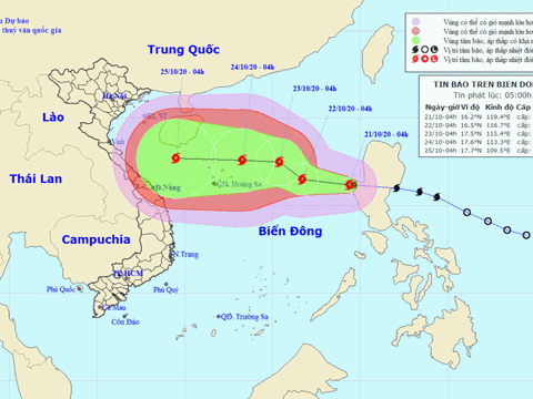 Bão số 8 liên tục tăng cấp khi hướng vào miền Trung