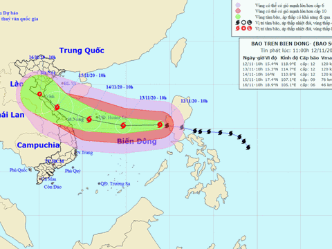 Bão Vamco đi vào Biển Đông, trở thành cơn bão số 13 với sức gió mạnh