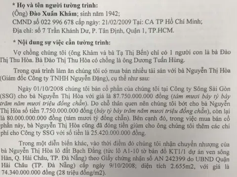 Đà Nẵng: Vì sao vợ chồng cựu Đại tá công an tố con rể trốn thuế?