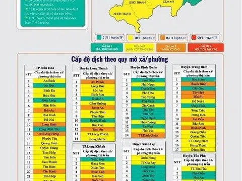 Đồng Nai: Số xã, phường ở cấp độ dịch 2 và 3 tăng cao