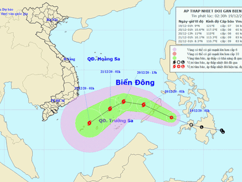 Áp thấp nhiệt đới hình thành gần Biển Đông giật cấp 8