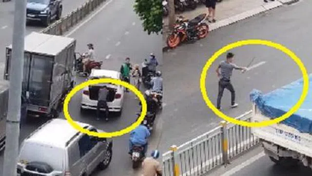 Video: Thanh niên cầm kiếm truy lùng tài xế xe tải sau va chạm giao thông ở TP.HCM